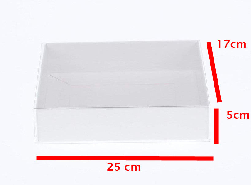 10 Pack of White Card Box - Clear Slide On Lid - 17 x 25 x 5cm - Large Beauty Product Gift Giving Hamper Tray Merch Fashion Cake Sweets Xmas ShopFrenzy