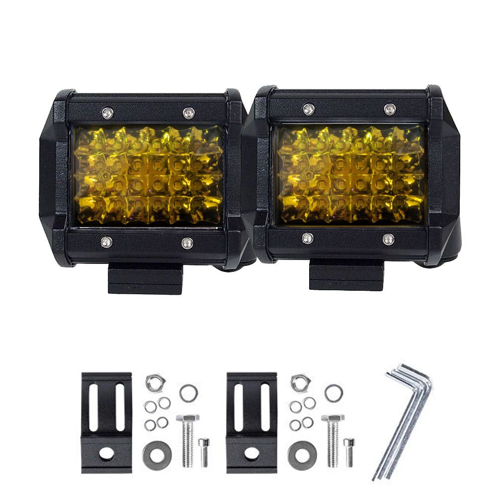 2x 4 inch Spot LED Work Light Bar Philips Quad Row 4WD Fog Amber Reverse Driving - ShopFrenzy