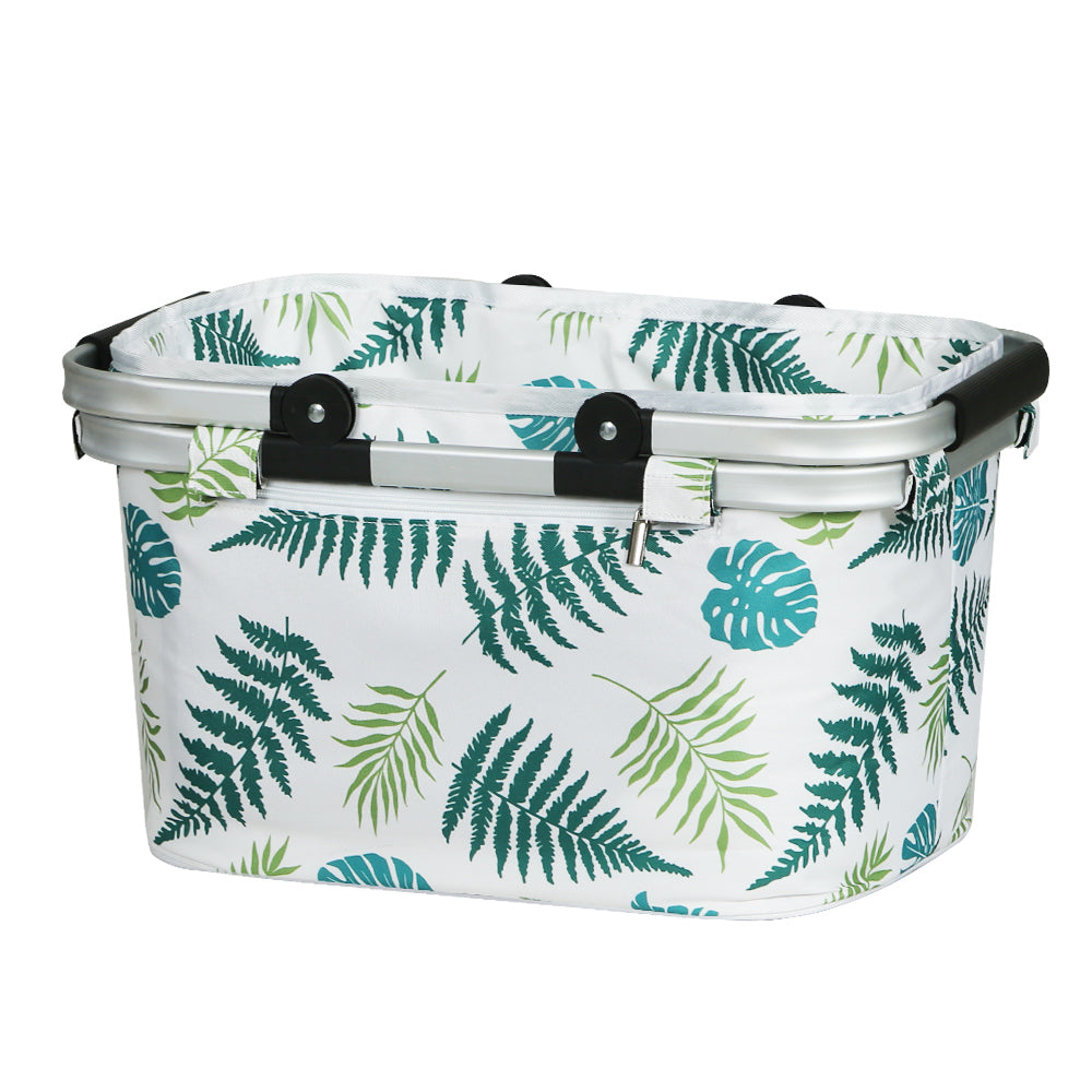 Alfresco Picnic Bag Basket Folding Hamper Camping Hiking Insulated White ShopFrenzy