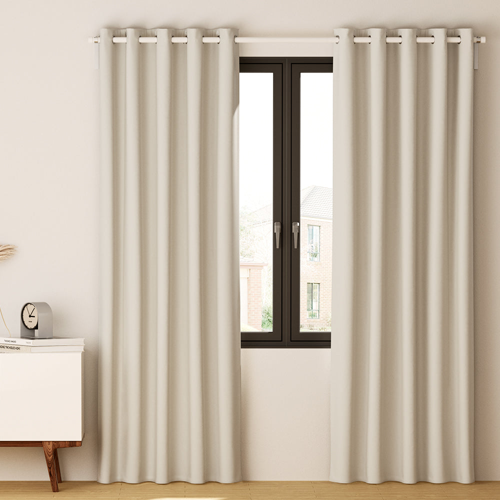 Artiss 2X Blockout Curtains Eyelet 180x213cm Beige - ShopFrenzy