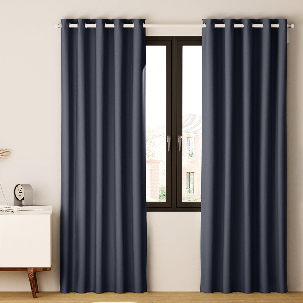 Artiss 2X Blockout Curtains Eyelet 180x213cm Charcoal - ShopFrenzy