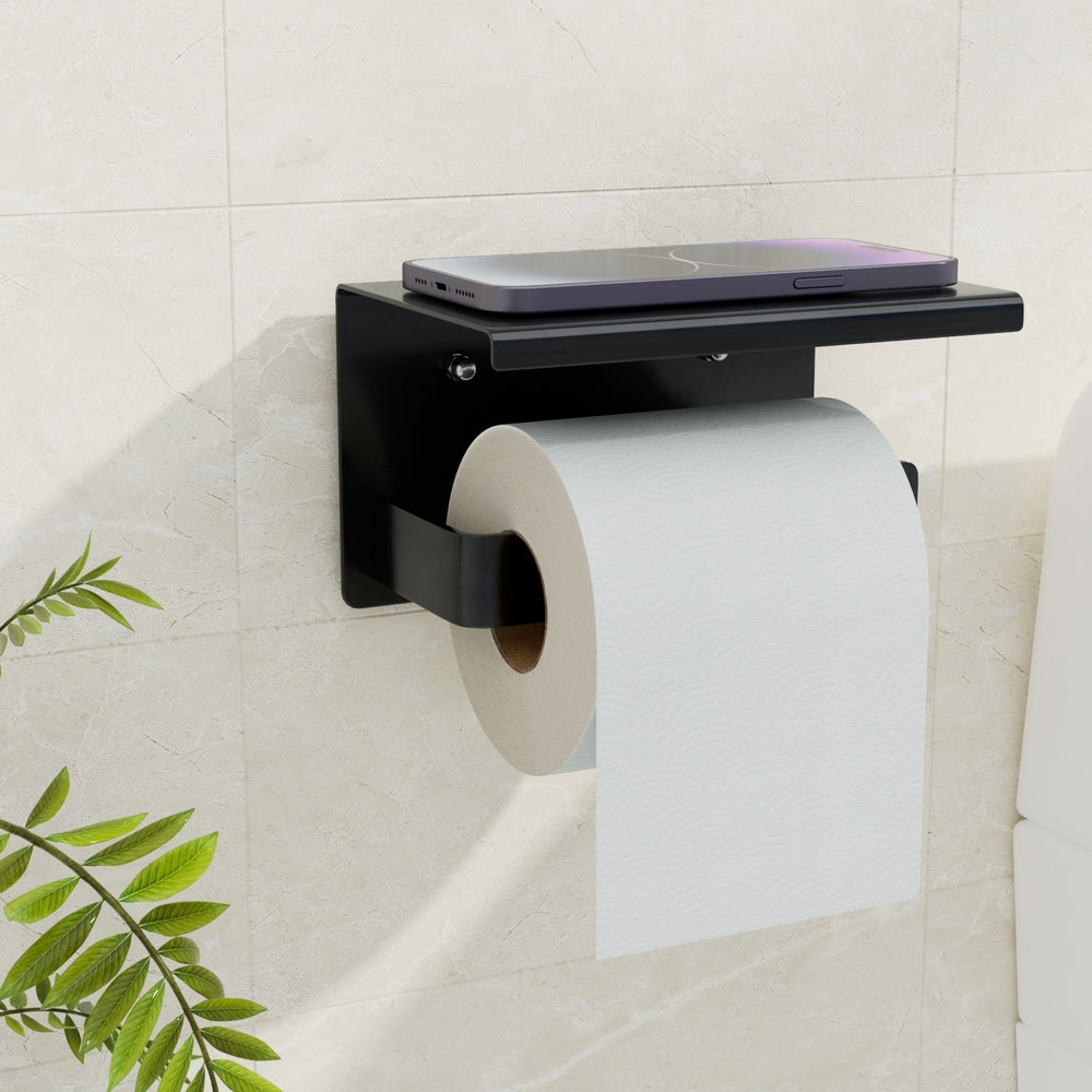 Cefito Toilet Paper Roll Holder w/ Storage Shelf - ShopFrenzy