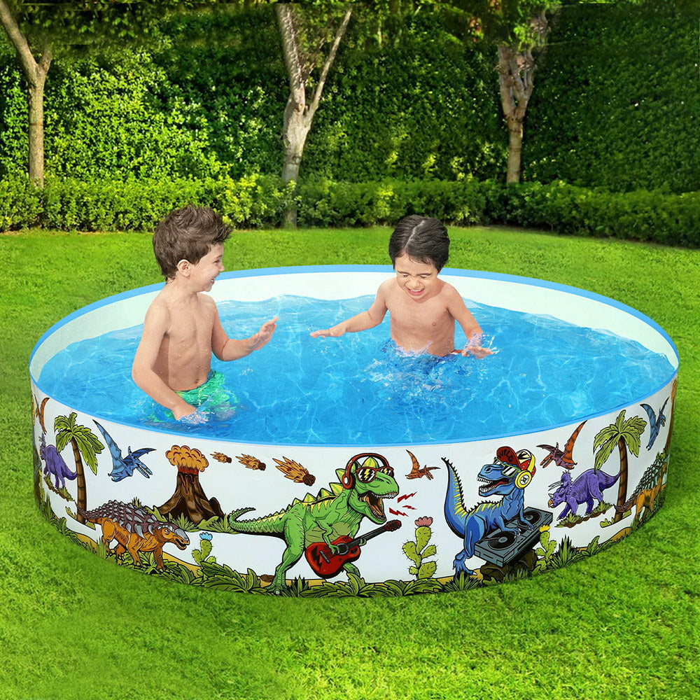 Bestway Kids Pool 183x38cm Round Above Ground Rigid Swimming Pools Dinosaur 946L - ShopFrenzy