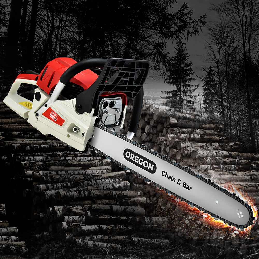 Giantz Chainsaw Petrol 52CC 20" Oregon Bar Commercial E-Start Pruning Chain Saw - ShopFrenzy