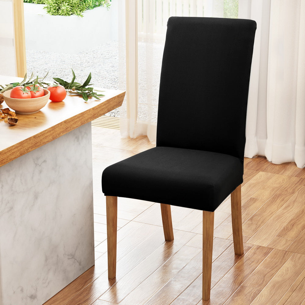 Artiss Dining Chair Covers 6x Slipcovers Spandex Stretch Banquet Wedding Black - ShopFrenzy