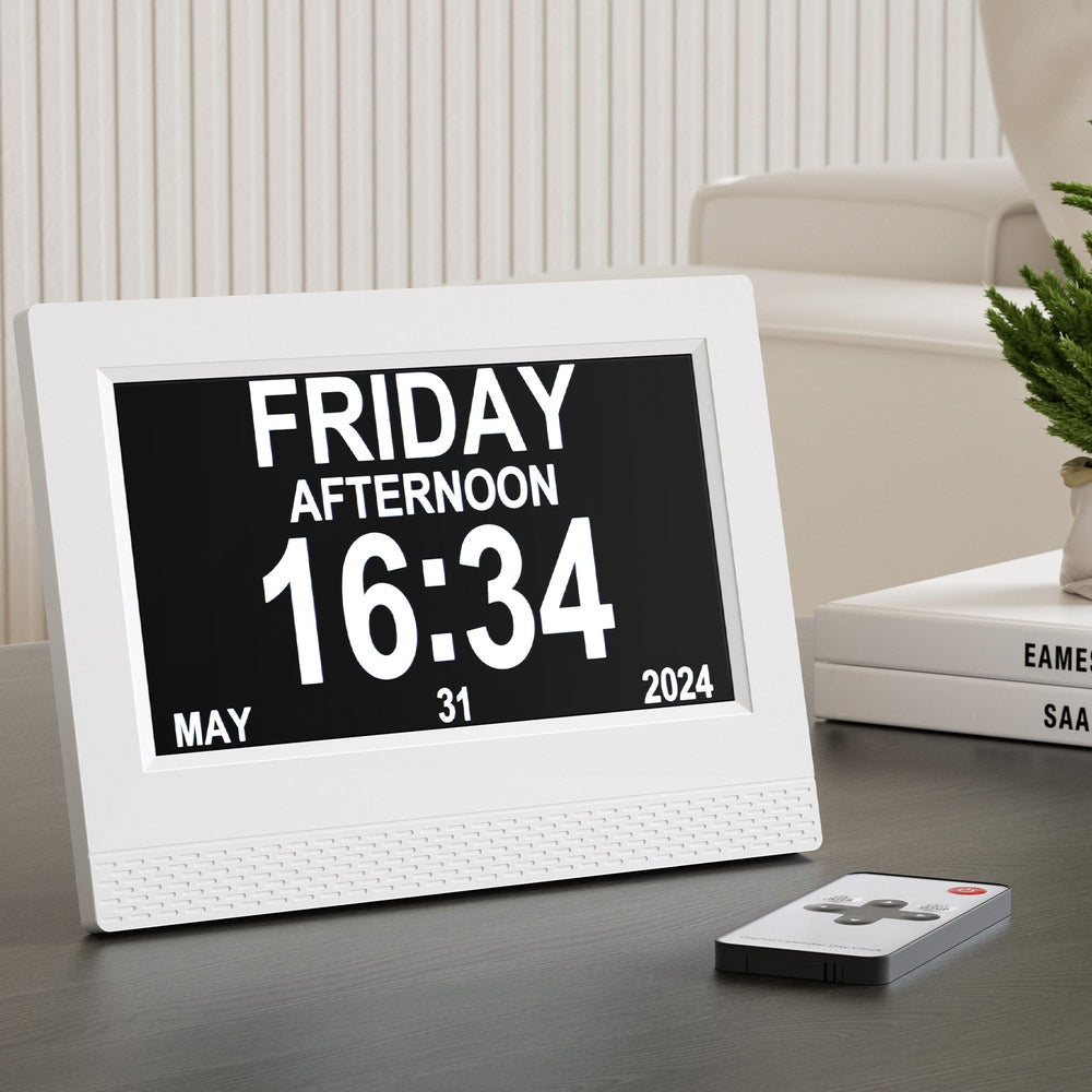 Artiss 7" Digital Day Clock Calendar Alarm White - ShopFrenzy