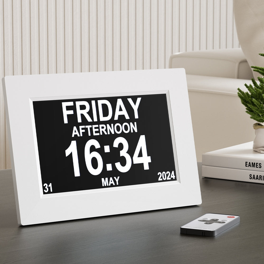 Artiss 8" Digital Day Clock Calendar Alarm White - ShopFrenzy