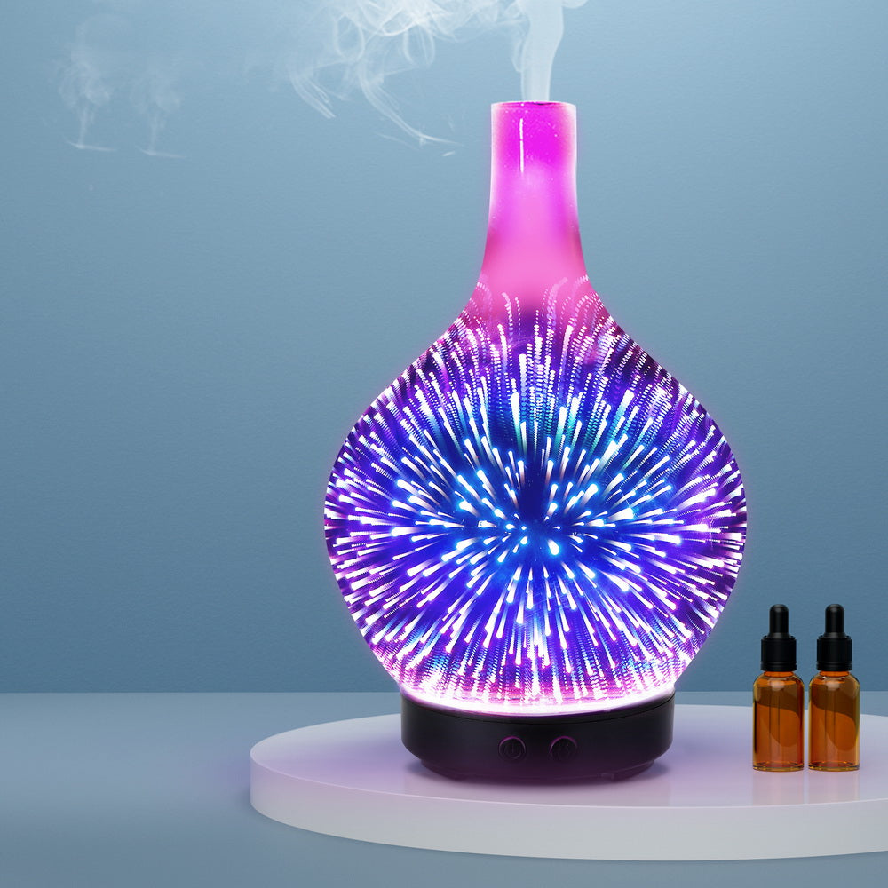 Devanti Ultrasonic Aroma Aromatherapy Diffuser 3D Light Oil Firework Humidifier - ShopFrenzy