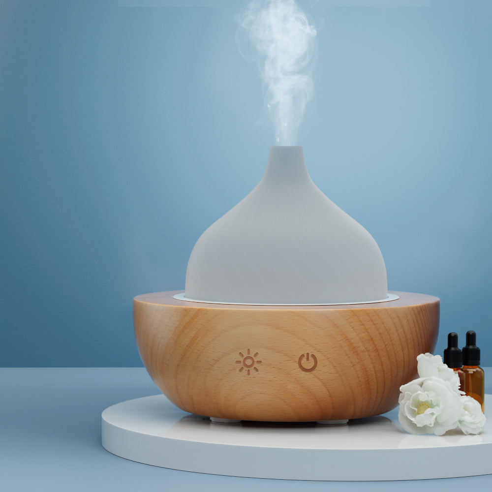 Devanti Aroma Aromatherapy Diffuser LED Oil Ultrasonic Air Humidifier Glass Wood - ShopFrenzy