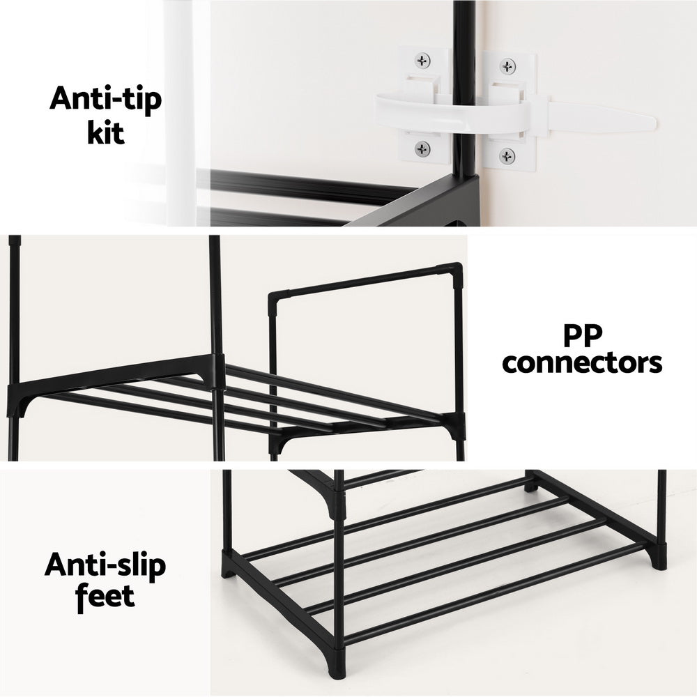 Artiss Shoe Rack DIY Stackable 10-tier Black Dunn - ShopFrenzy