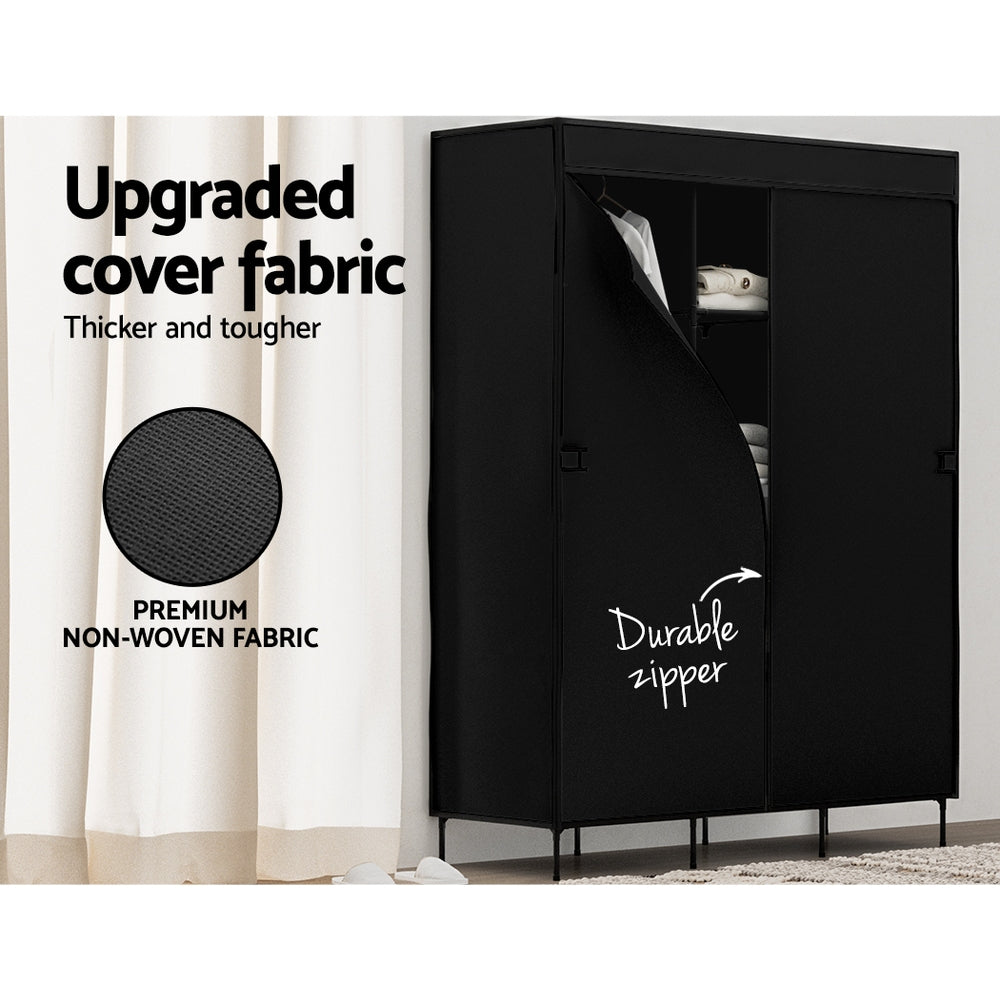 Artiss Large Portable Clothes Closet Wardrobe with Shelf Black - ShopFrenzy