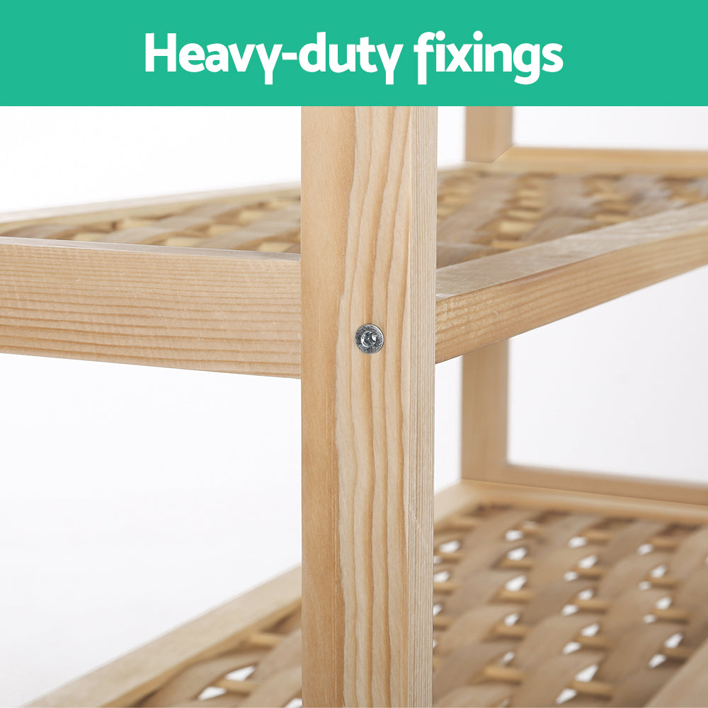 Artiss 4-tier Shoe Rack 12 Pairs Shoe Storage Weaved Shelves - ShopFrenzy