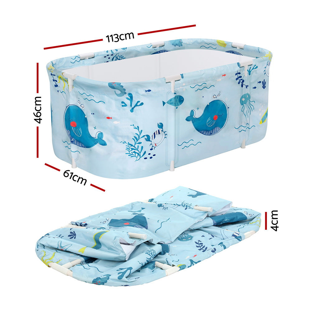 Weisshorn Foldable Bathtub PVC Spa Bucket Inflatable Cushion 114x62cm Blue - ShopFrenzy