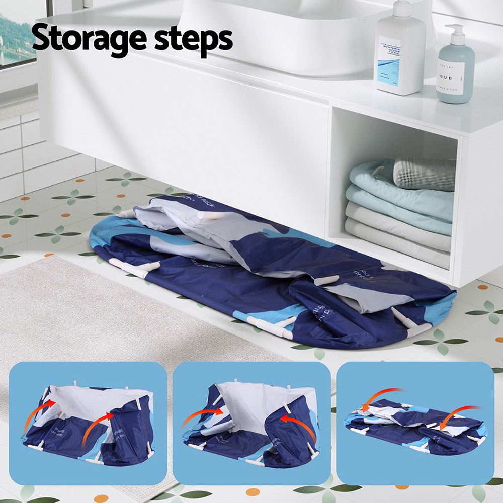 Weisshorn Foldable Bathtub PVC Spa Bucket Inflatable Cushion 134x65cm Navy Blue - ShopFrenzy