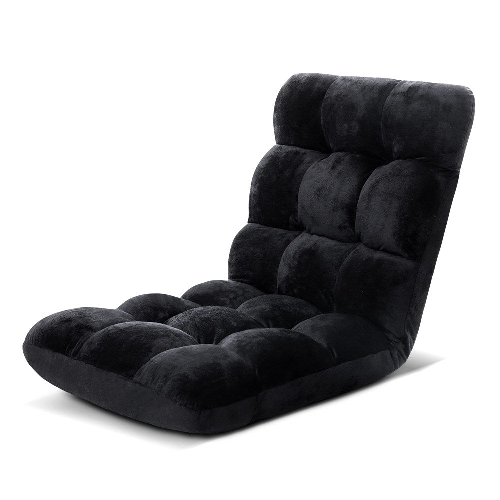 Artiss Lounge Sofa Bed Flannel Fabric Black - ShopFrenzy