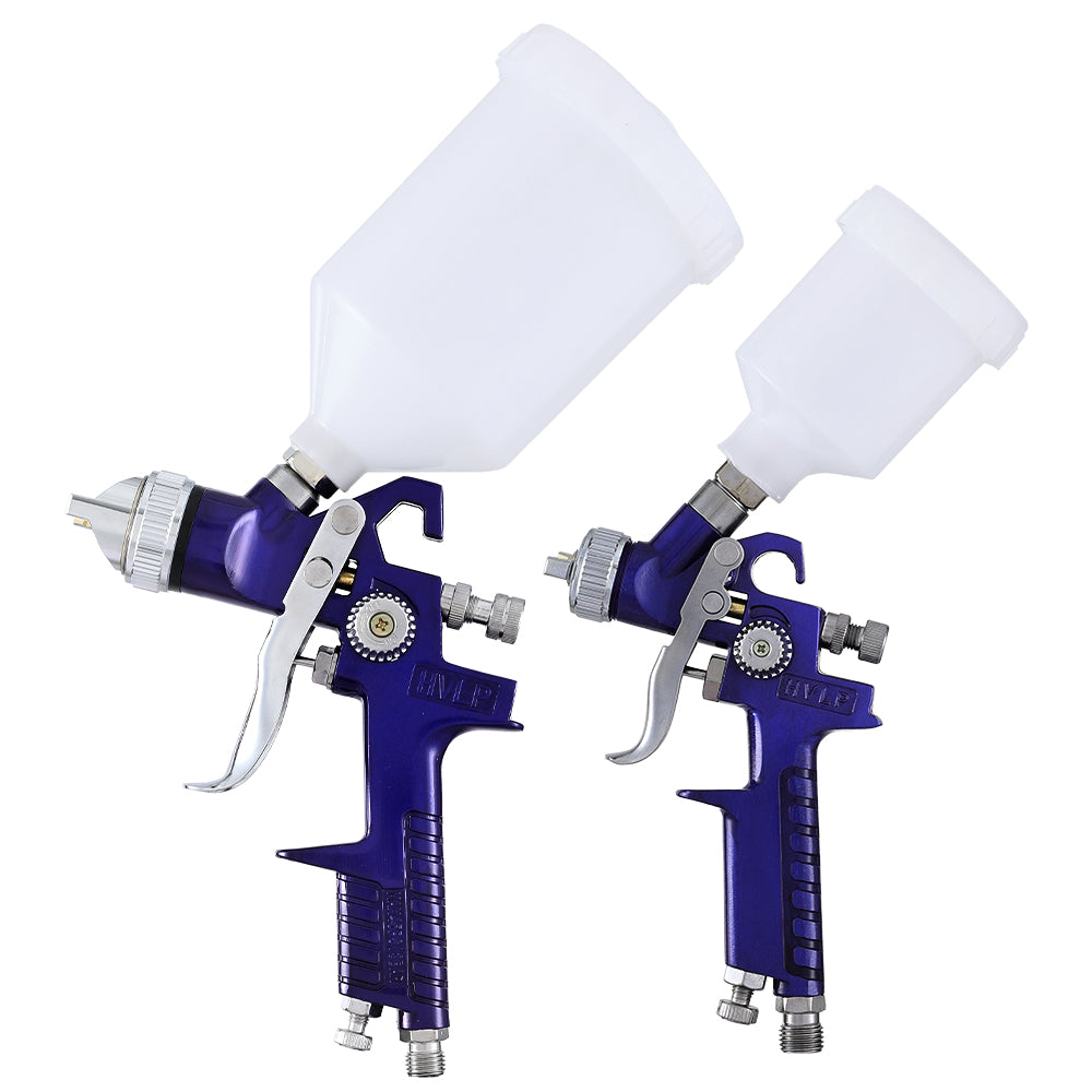 Giantz 2PC HVLP Spray Gun Paint Gun Gravity Feed 0.8mm 1.4,mm Nozzles Included - ShopFrenzy