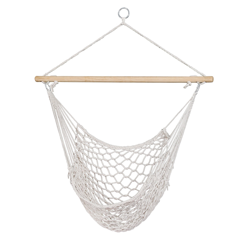 Gardeon Hammock Chair Outdoor Hanging Camping Mesh Indoor Cream - ShopFrenzy