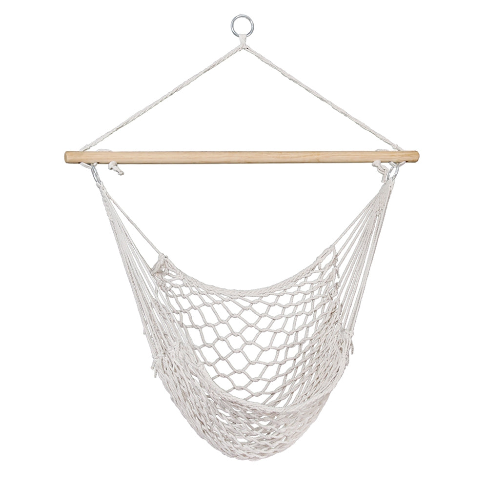 Gardeon Hammock Chair Outdoor Hanging Camping Mesh Indoor Cream - ShopFrenzy