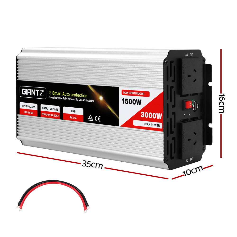 Giantz 1500W Puresine Wave DC-AC Power Inverter - ShopFrenzy