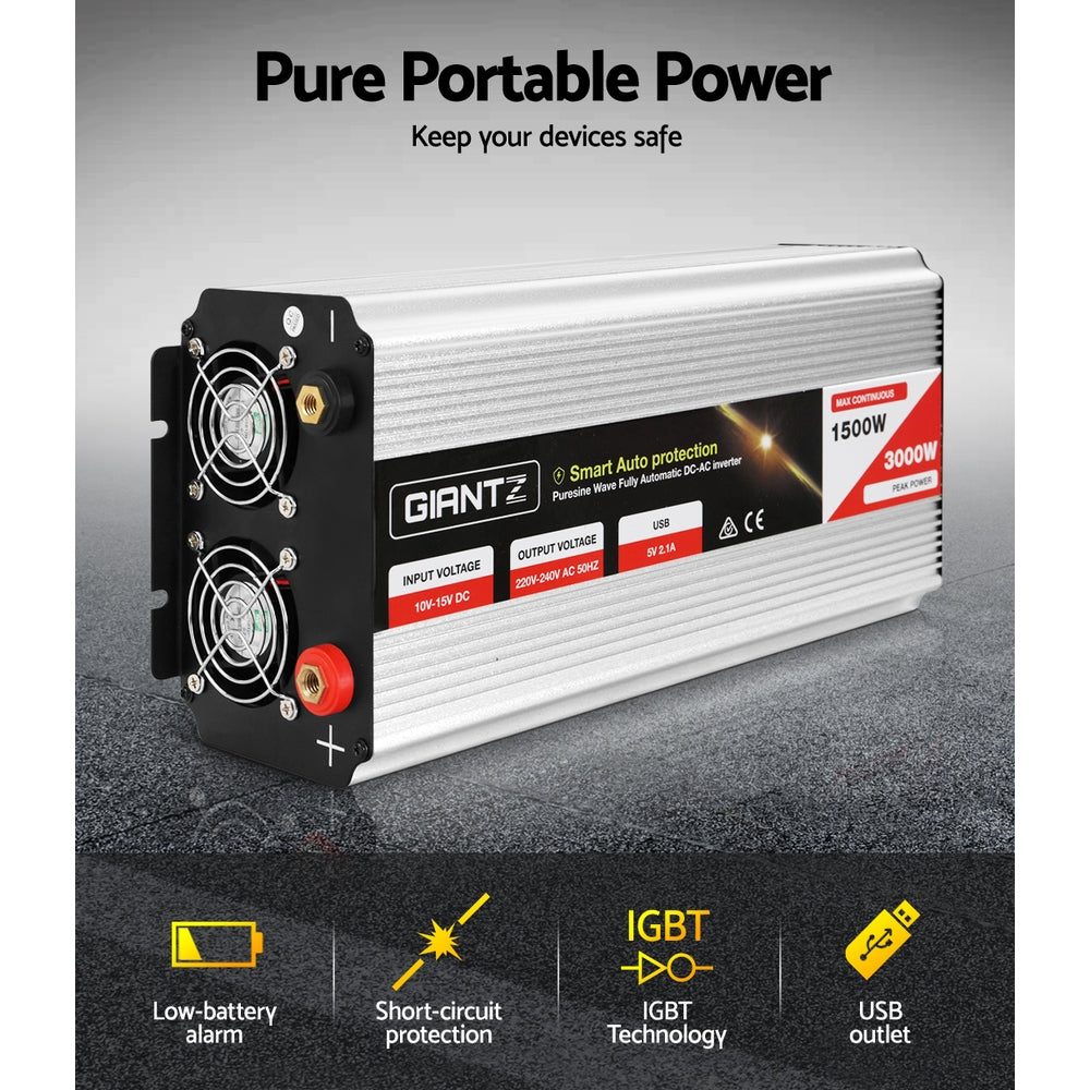 Giantz 1500W Puresine Wave DC-AC Power Inverter - ShopFrenzy