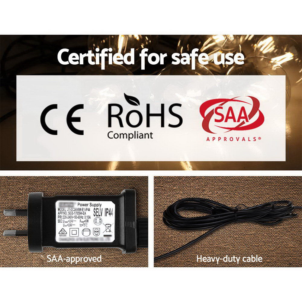 Jingle Jollys 23m LED Festoon String Lights 20 Bulbs Kits Wedding Party Christmas G80 - ShopFrenzy