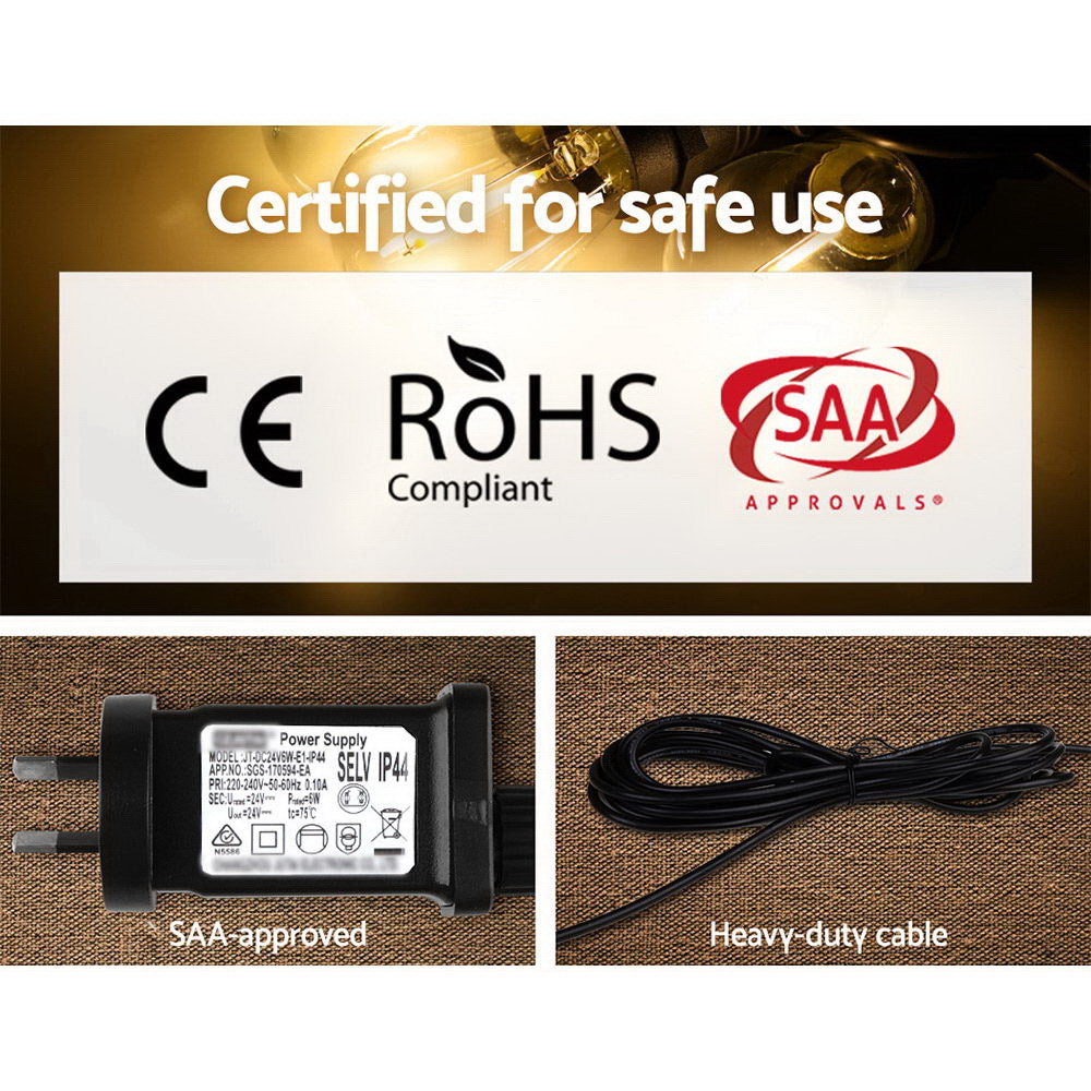 Jingle Jollys 14m LED Festoon String Lights Christmas Wedding Party Outdoor - ShopFrenzy