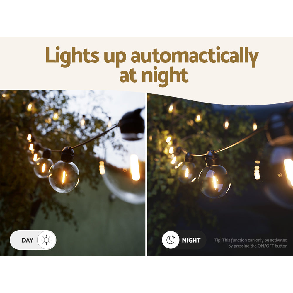 17m Solar Festoon Lights Outdoor LED String Light Wedding Christmas Party - ShopFrenzy