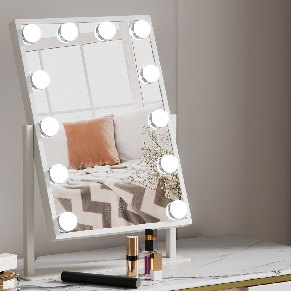 Embellir Makeup Mirror 30x41cm Hollywood Vanity with LED Light Rotation Tabletop - ShopFrenzy
