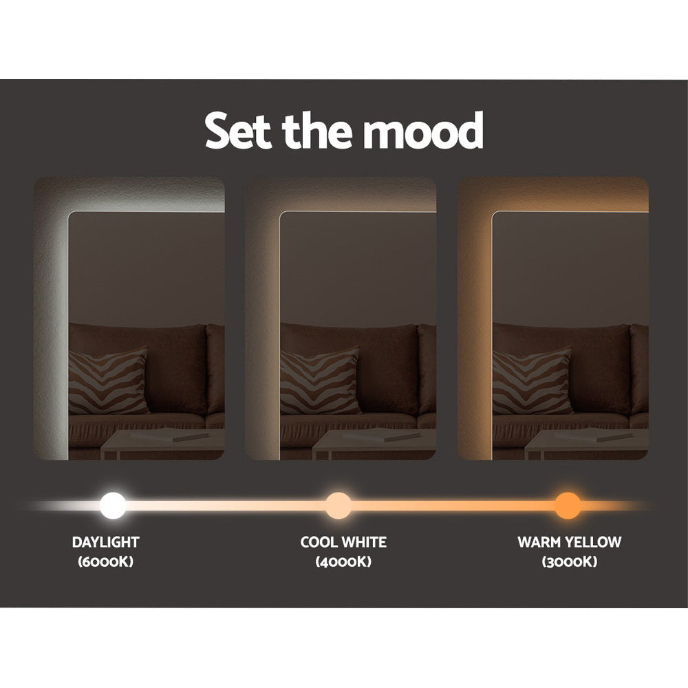 Embellir Wall Mirror 70X50cm with LED Light Bathroom Home Decor Round Rectangle - ShopFrenzy