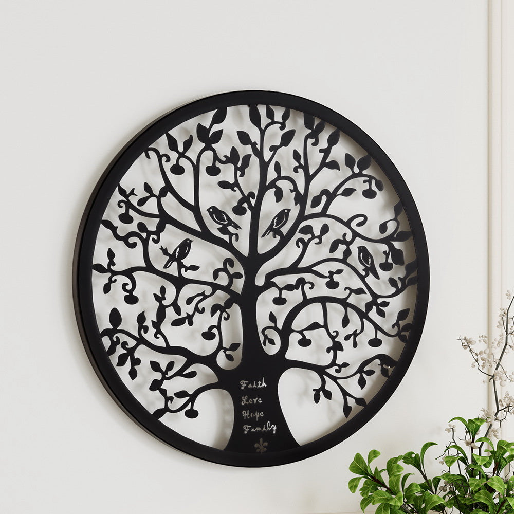 Artiss Metal Wall Art Hanging Sculpture Home Decor Leaf Tree of Life Round Frame - ShopFrenzy
