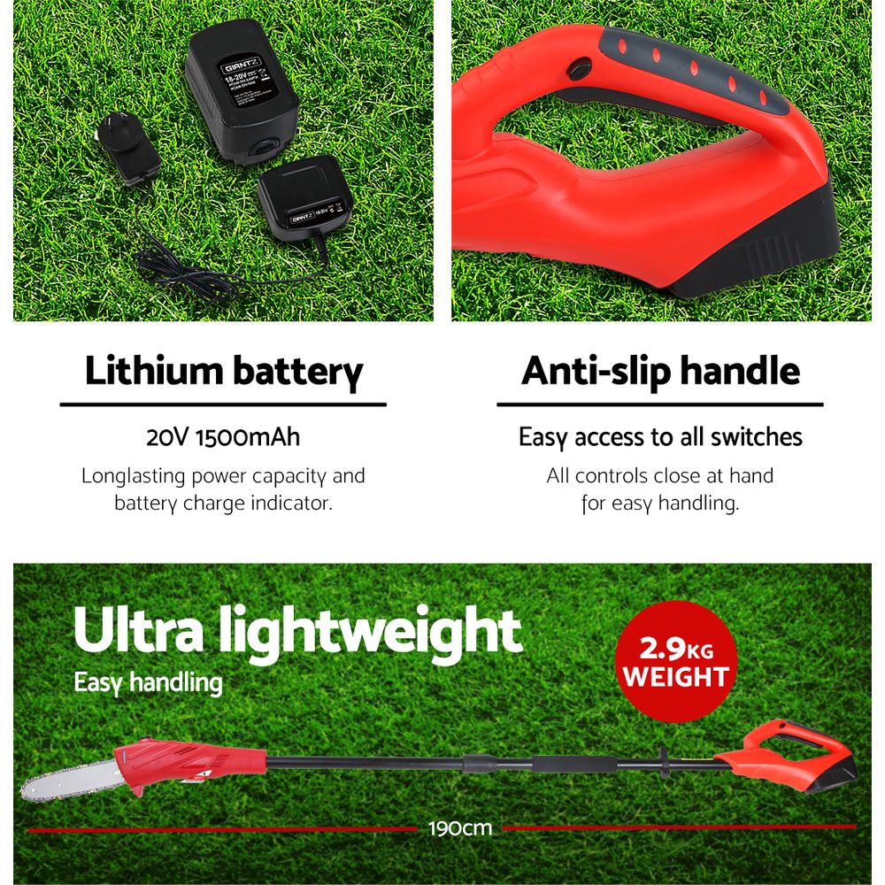 Giantz Chainsaw Cordless Pole Chain Saw 20V 8in Pruner 2.7m Long Reach Battery - ShopFrenzy