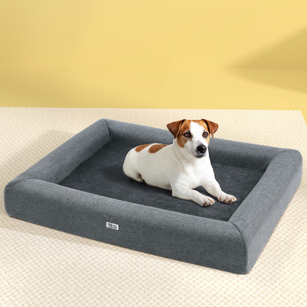 i.Pet Pet Bed Dog Cat Large Calming Soft Sofa Cushion Egg Crate Washable Grey - ShopFrenzy