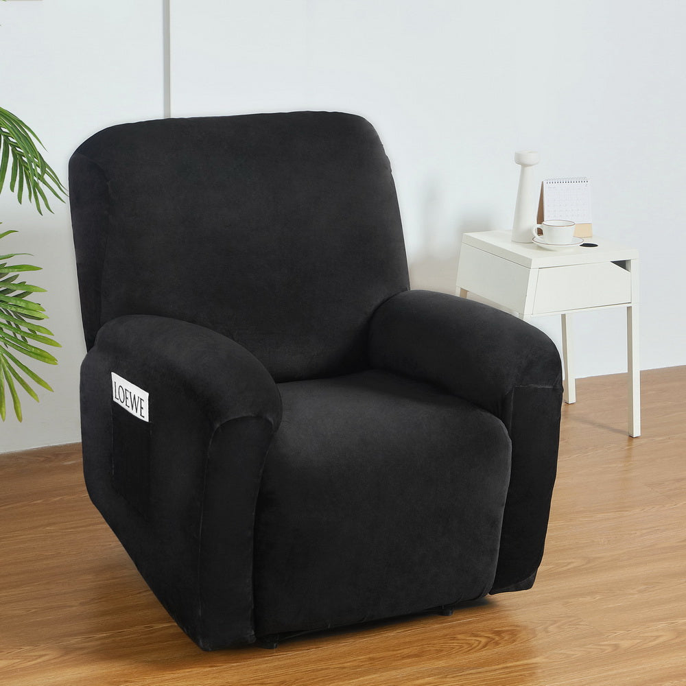 Artiss Recliner Chair Covers 1 Seater Velvet Black - ShopFrenzy
