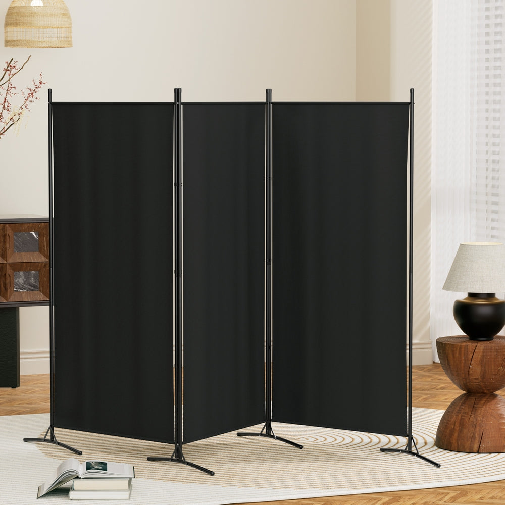 Artiss 3 Panel Room Divider Screen 260x180cm Fabric Black - ShopFrenzy