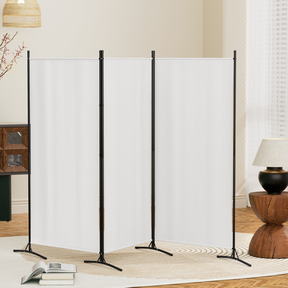 Artiss 3 Panel Room Divider Screen 260x180cm Fabric White - ShopFrenzy