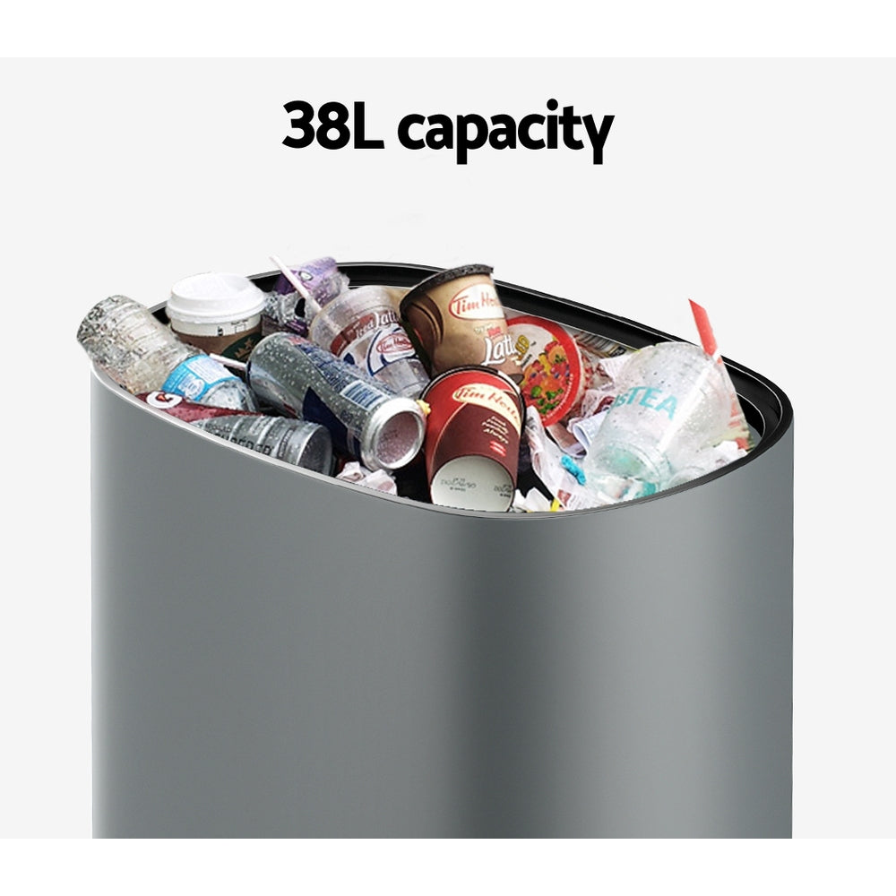 Devanti 38L Motion Sensor Bin Rubbish Automatic Grey - ShopFrenzy