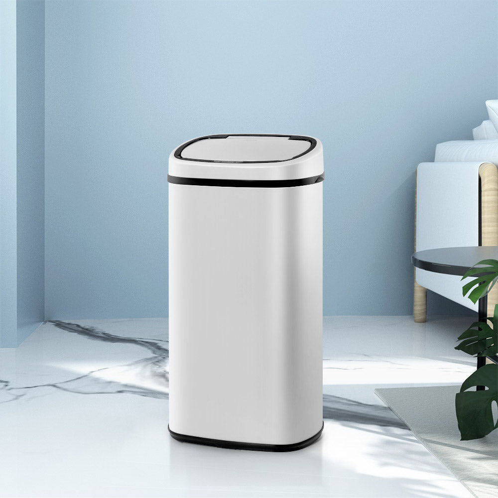 Devanti 58L Motion Sensor Bin Rubbish Automatic White - ShopFrenzy