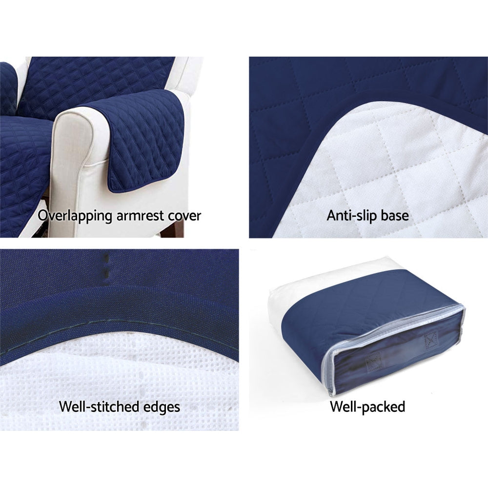 Artiss Sofa Cover Couch Covers 3 Seater Quilted Navy - ShopFrenzy