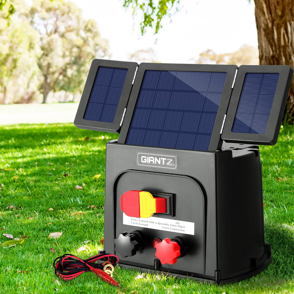 Giantz 8km Electric Fence Energiser PET Solar Energizer 0.3J - ShopFrenzy