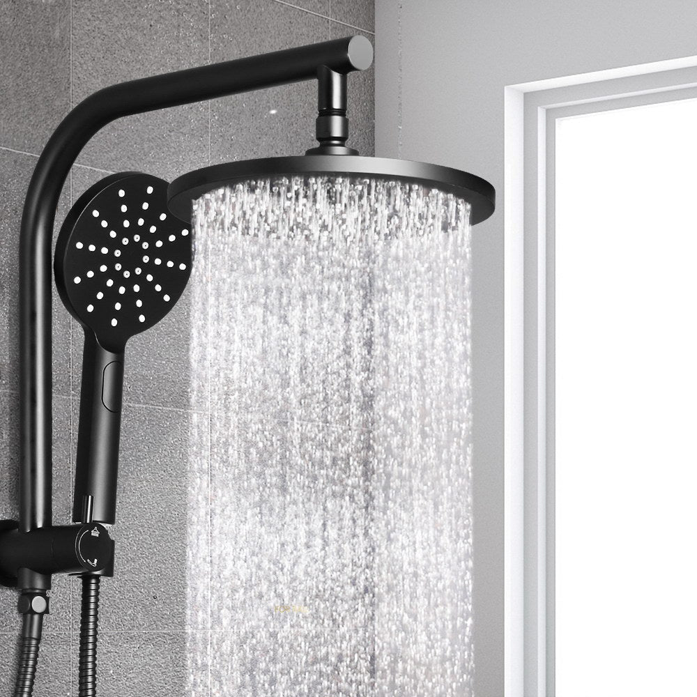 Cefito 9'' Rain Shower Head Set Handheld Round High Pressure Black - ShopFrenzy