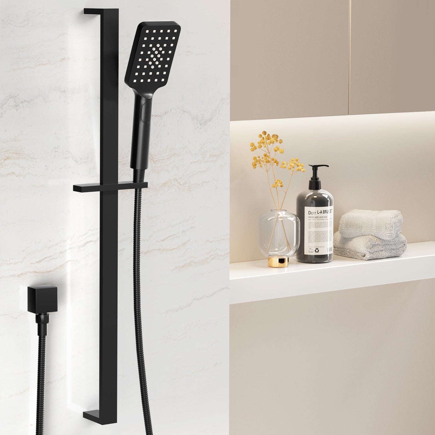 Handheld Shower Head Set 3.1'' High Pressure Black - ShopFrenzy