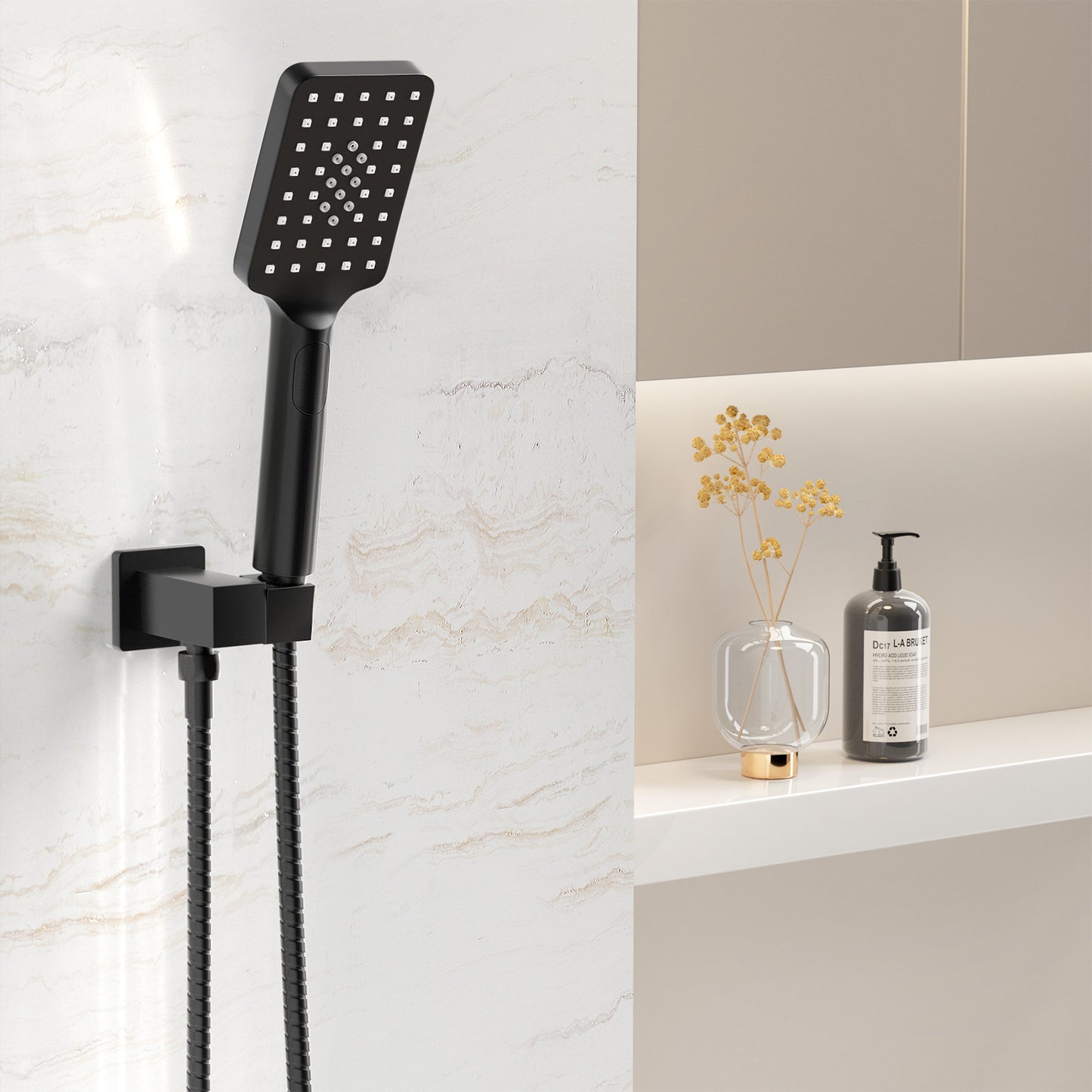Handheld Shower Head Holder 3.1'' High Pressure Black - ShopFrenzy