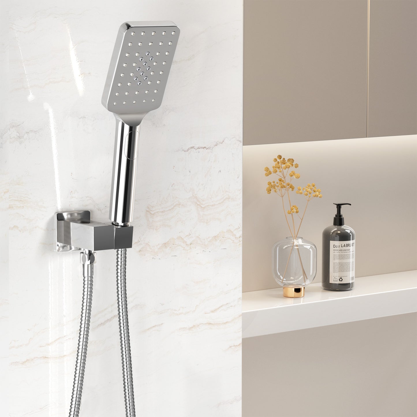 Handheld Shower Head Holder 3.1'' High Pressure Silver - ShopFrenzy