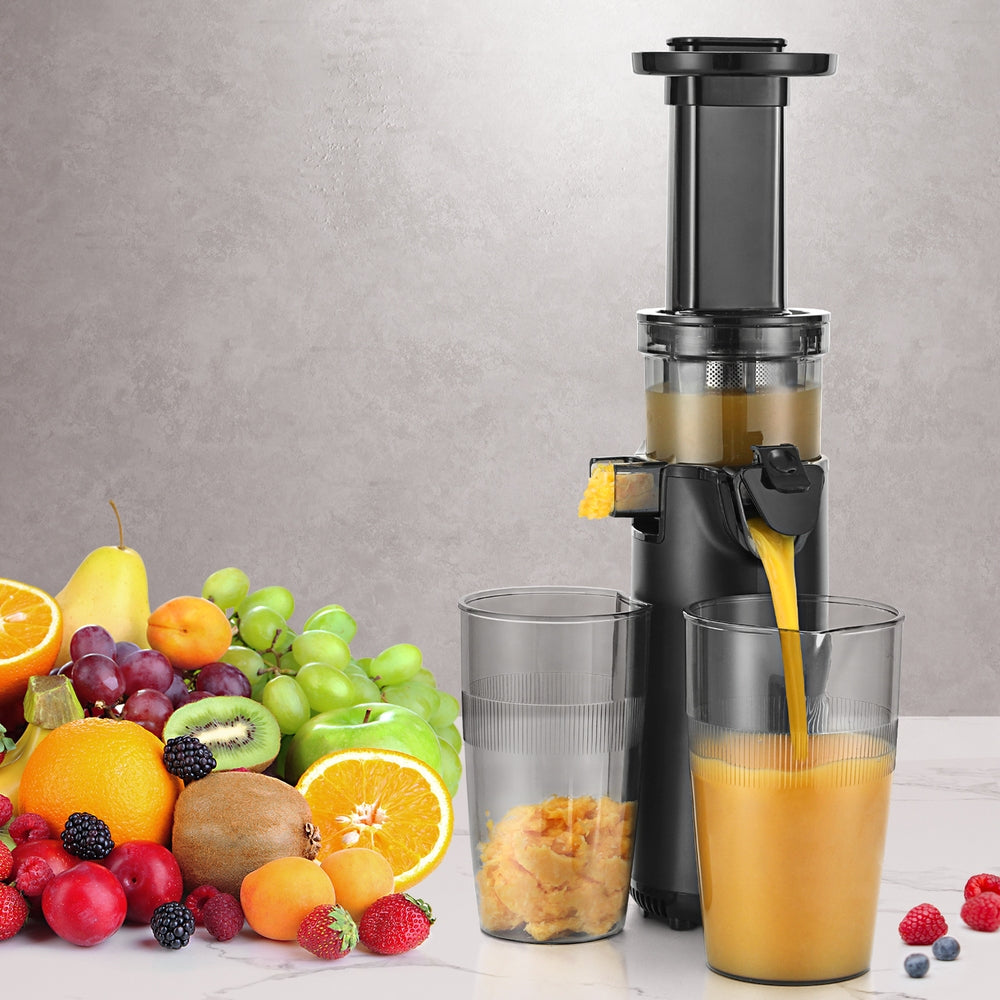 Devanti Slow Juicer Cold Press Fruit Juice Extractor 130W Black - ShopFrenzy