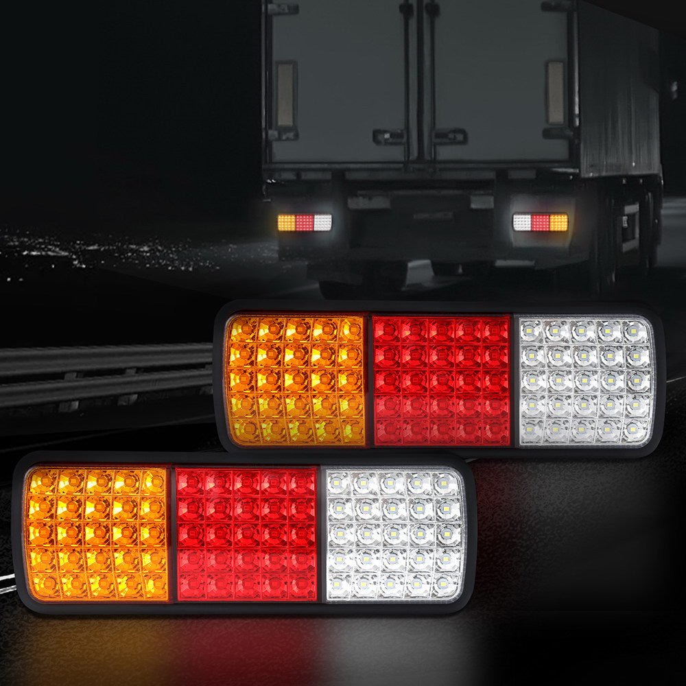 Giantz Pair 75 LED Tail Lights Stop Reverse Indicator 12V Ute Trailer Caravan Truck Boat - ShopFrenzy