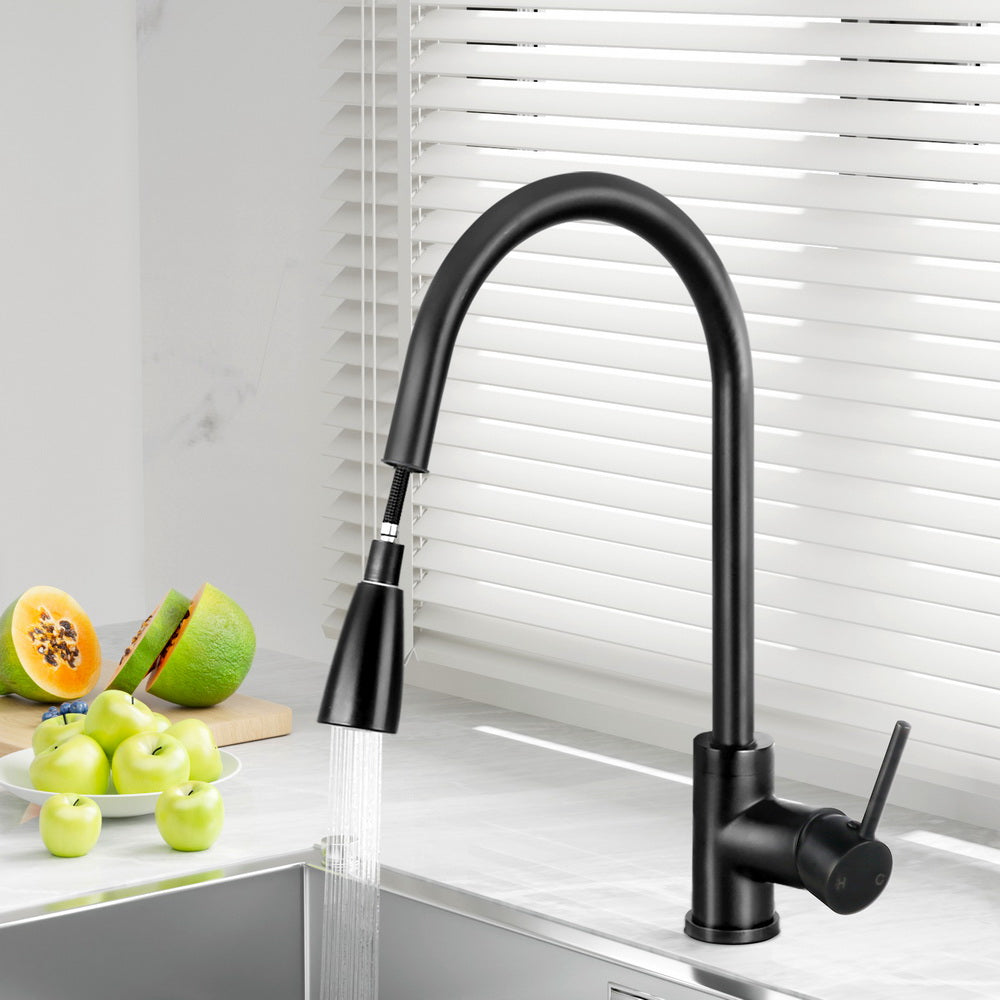 Cefito Kitchen Mixer Tap Pull Out 2 Mode Sink Faucet Basin Laundry Black - ShopFrenzy