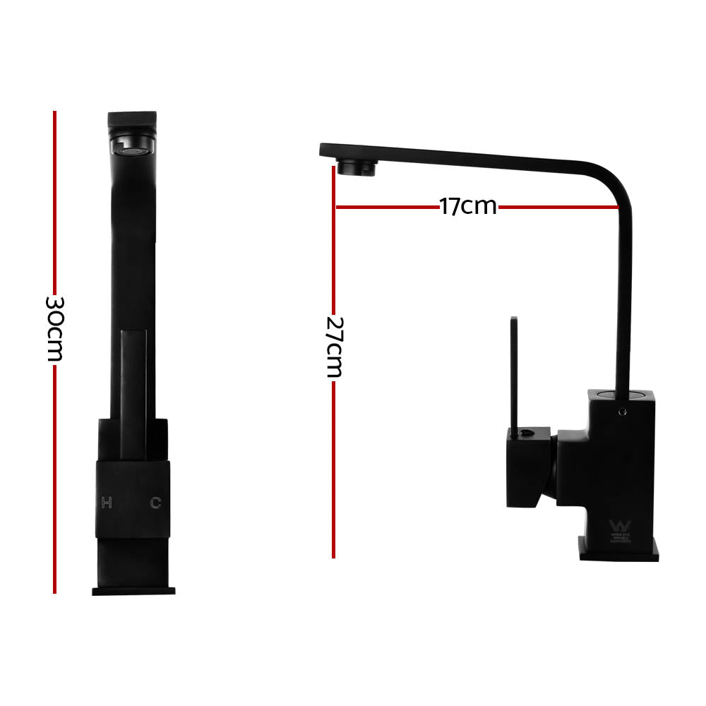 Cefito Kitchen Mixer Tap Mixer Square Sink Faucet Basin Laundry Black - ShopFrenzy