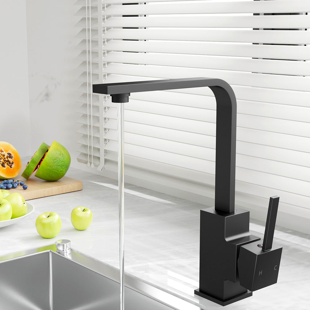Cefito Kitchen Mixer Tap Mixer Square Sink Faucet Basin Laundry Black - ShopFrenzy