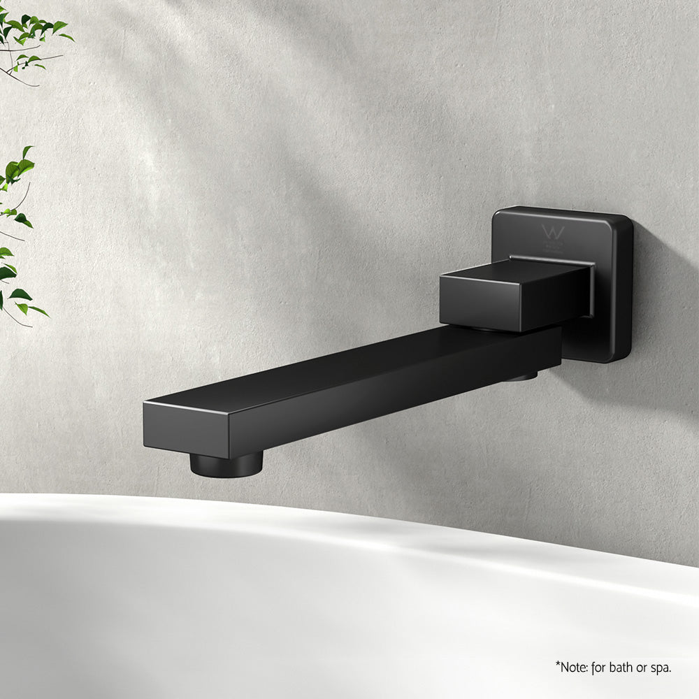 Cefito Bathroom Mixer Spout Wall Bath Tap Square Swivel Bathtub Black - ShopFrenzy