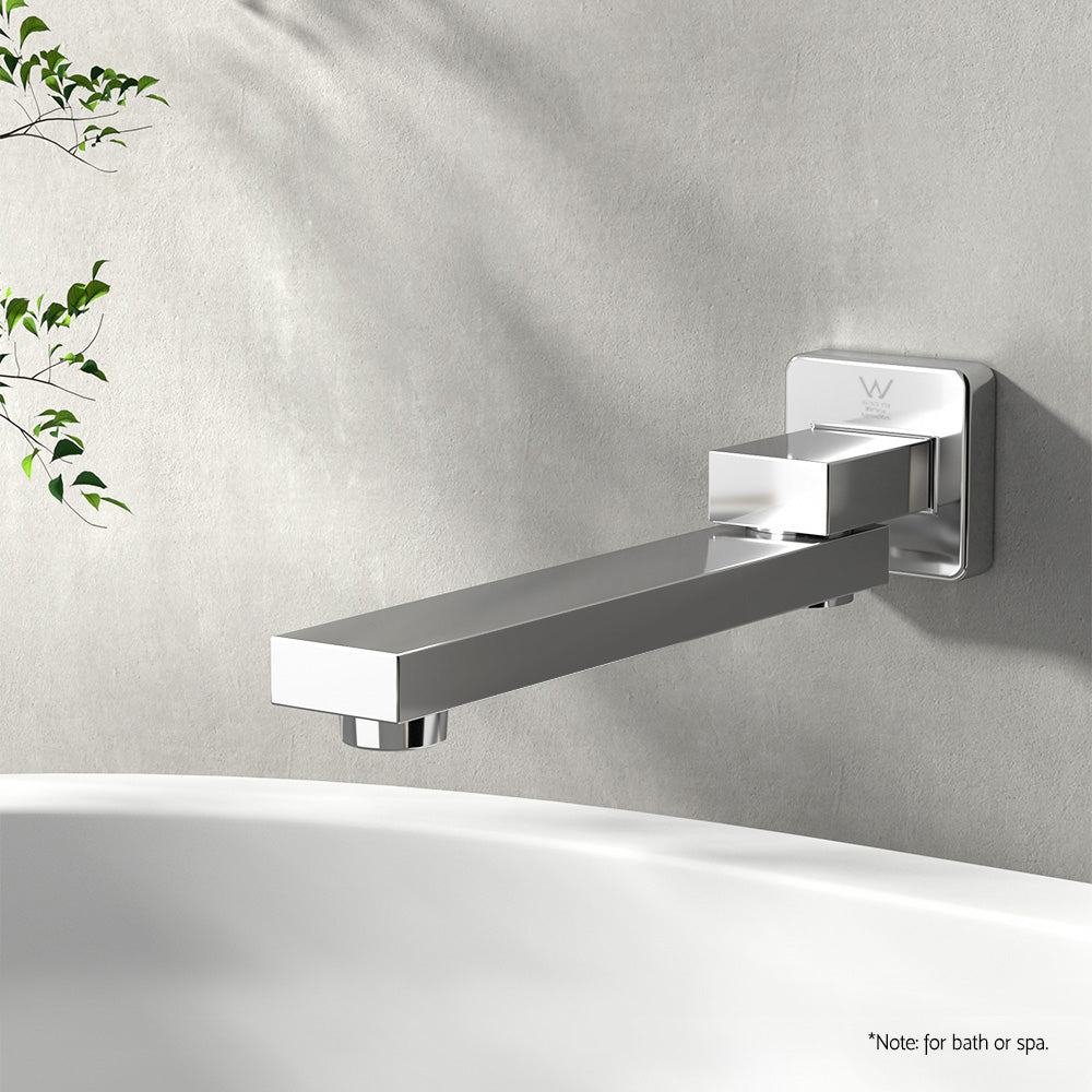 Cefito Bathroom Mixer Spout Wall Bath Tap Square Swivel Bathtub Chrome - ShopFrenzy